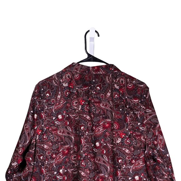 Chaps Ralph Lauren Women's Shirt Button Up Paisley Long Sleeve Blouse Top 0X - Picture 6 of 9